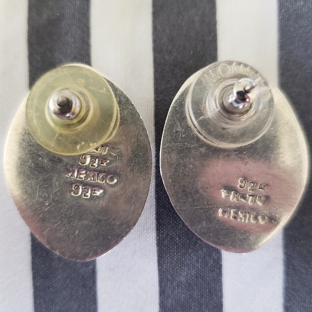 Vintage Sterling Silver and Gold Stud Earrings - Picture 2 of 3